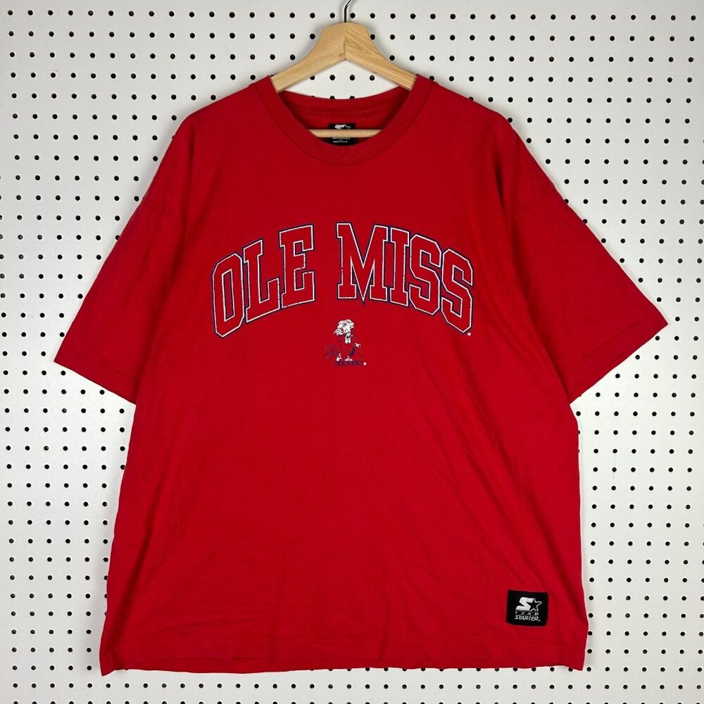 Ole Miss Rebels Colonel T Shirt Size XL Starter 90s Red Blue Graphic Mississippi